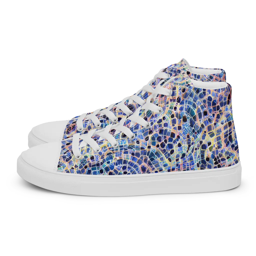 Indigo Interlock on Men's High Top Canvas Shoes — Left
