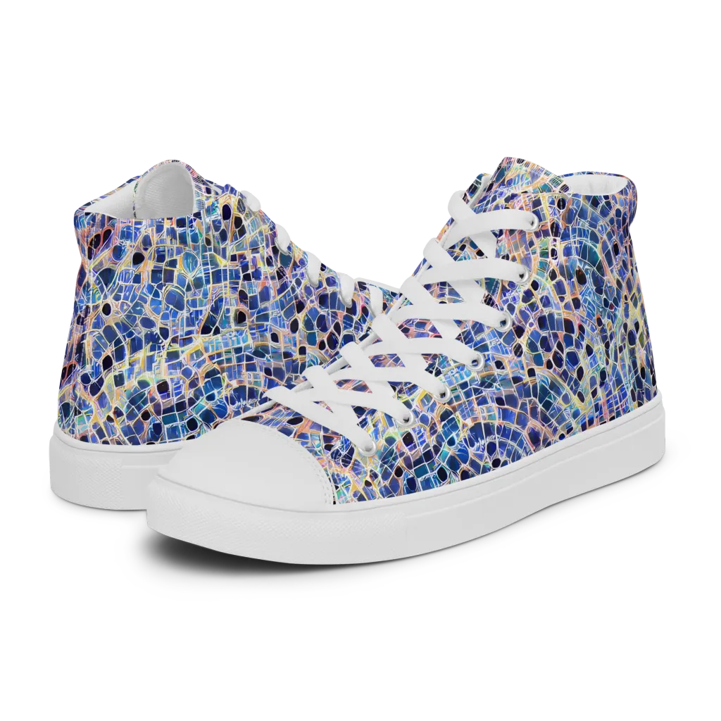 Indigo Interlock on Men's High Top Canvas Shoes — Left