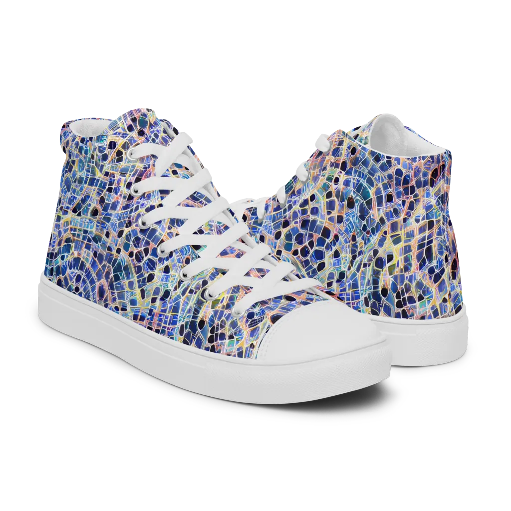 Indigo Interlock on Men's High Top Canvas Shoes — Right