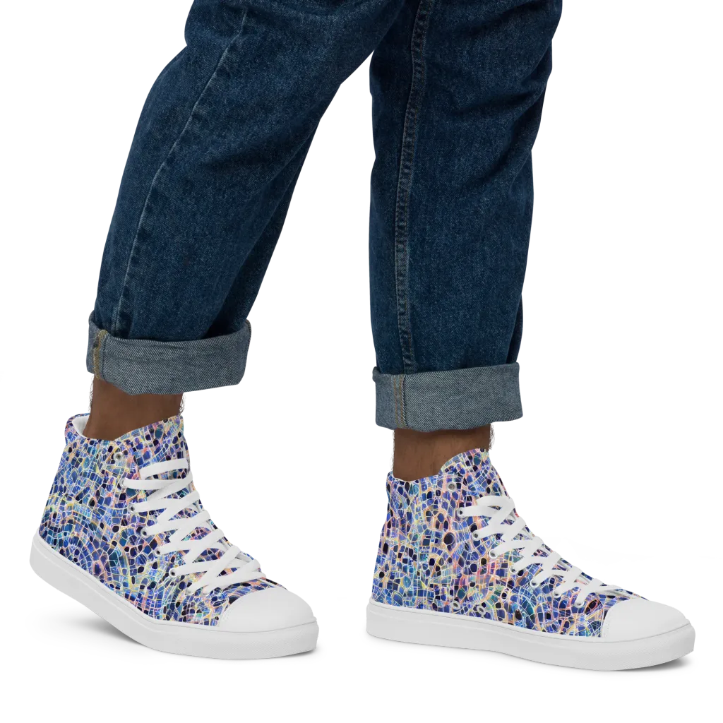 Indigo Interlock on Men's High Top Canvas Shoes — Right