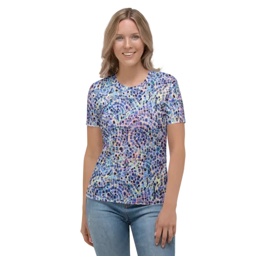 Indigo Interlock on a Women's Crew Neck T-Shirt