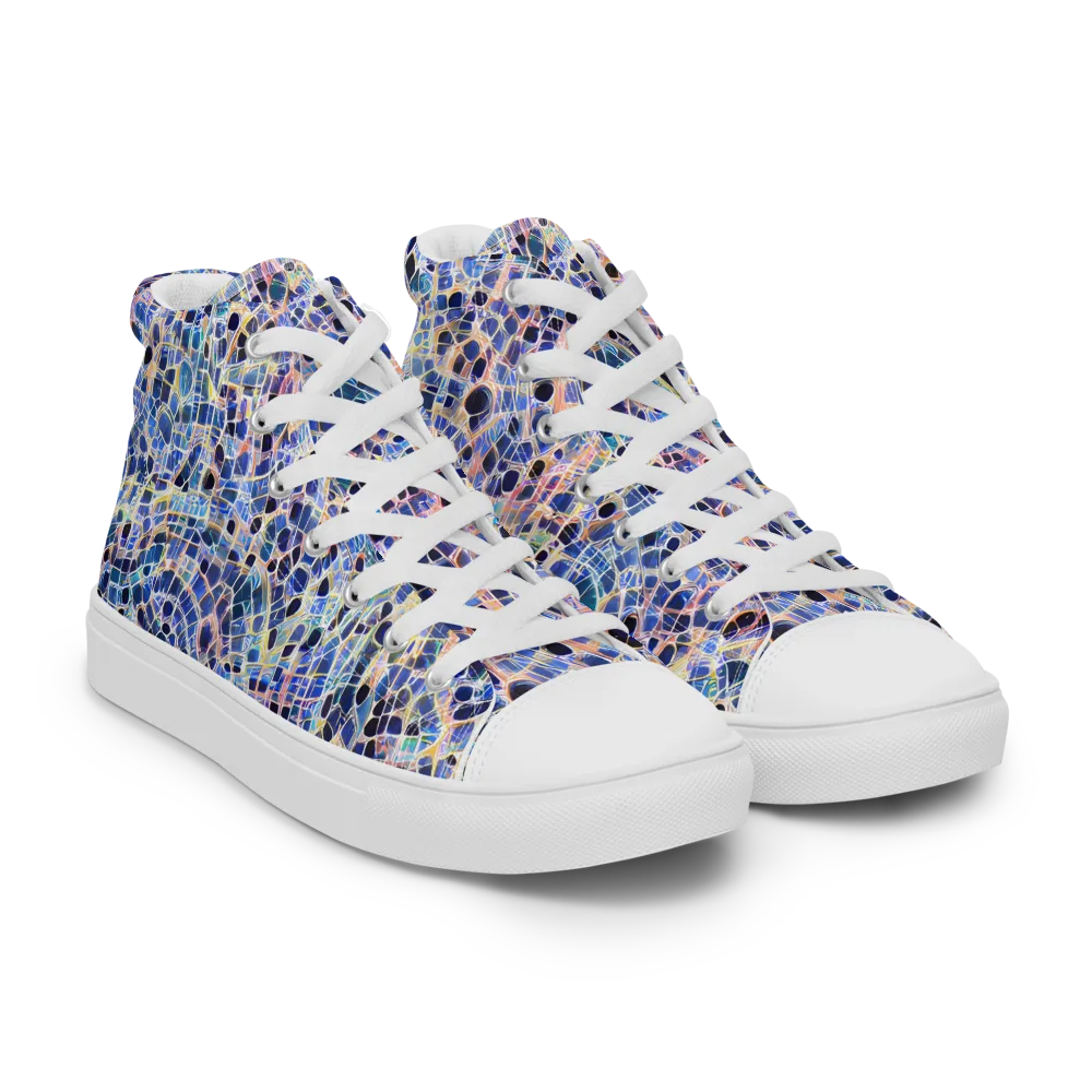 Indigo Interlock on Women's High Top Canvas Shoes — Right Front