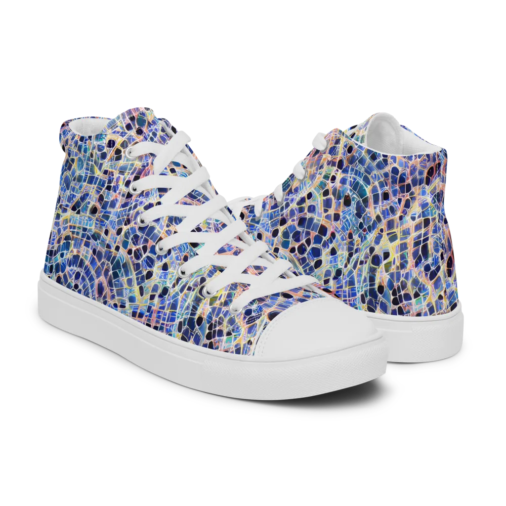 Indigo Interlock on Women's High Top Canvas Shoes — Right