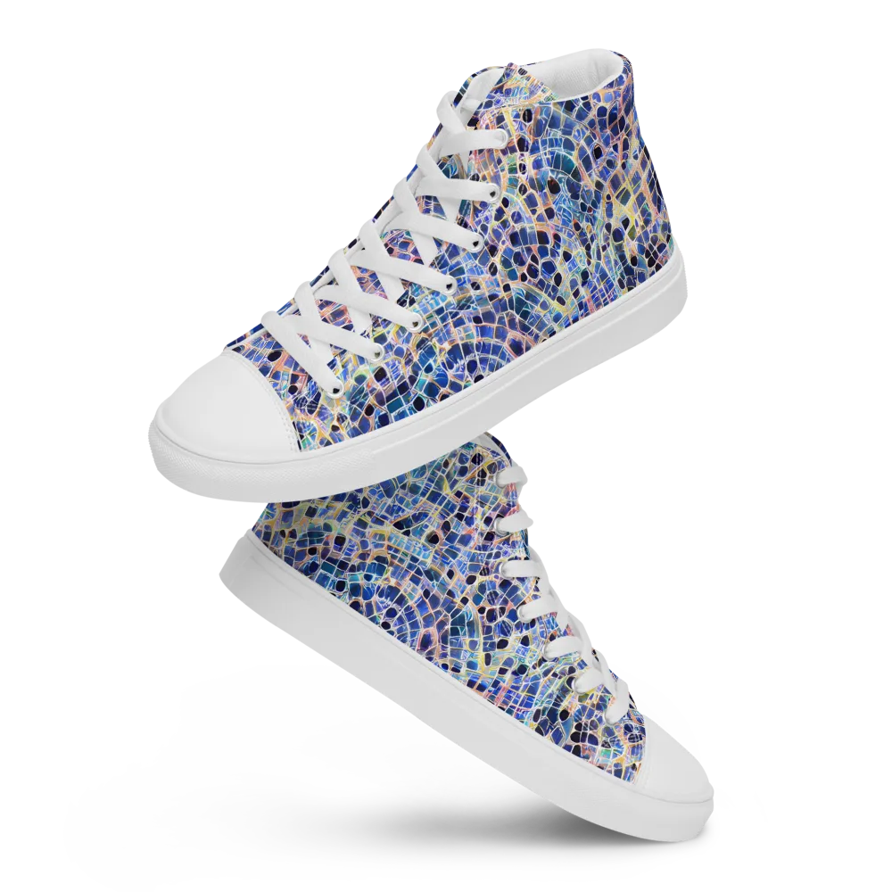 Indigo Interlock on Women's High Top Canvas Shoes — Front