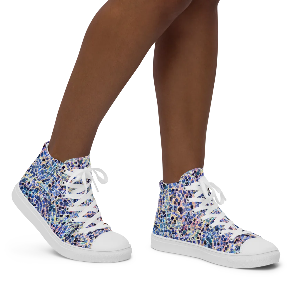 Indigo Interlock on Women's High Top Canvas Shoes — Right