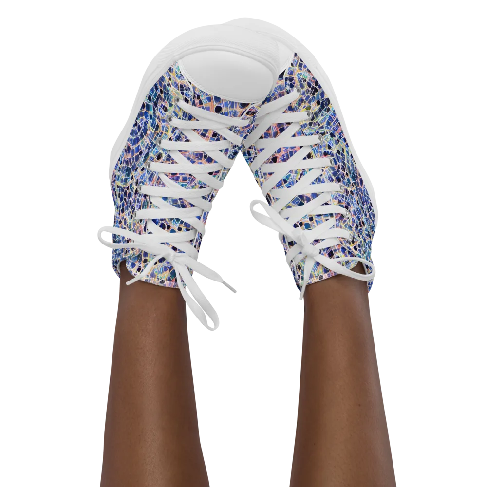 Indigo Interlock on Women's High Top Canvas Shoes — Front