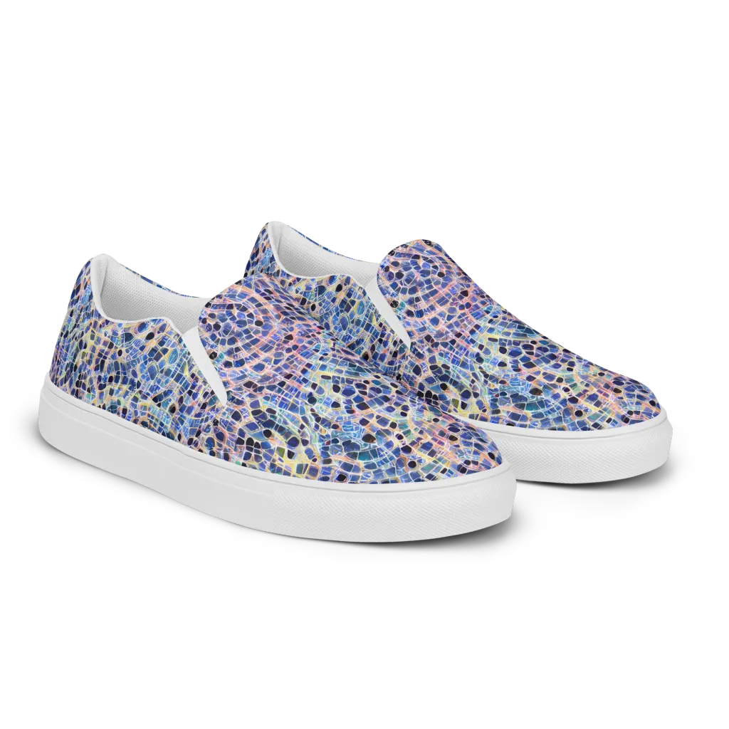 Indigo Interlock on Men's Slip-On Canvas Shoes — Right Front