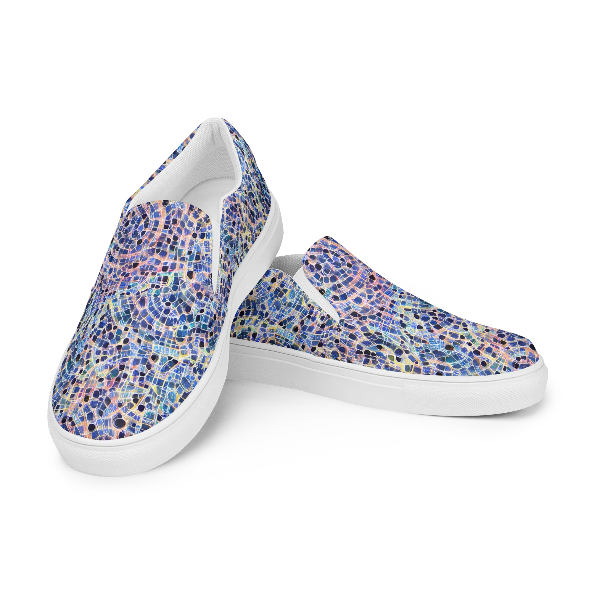 Indigo Interlock on Men's Slip-On Canvas Shoes — Left Front