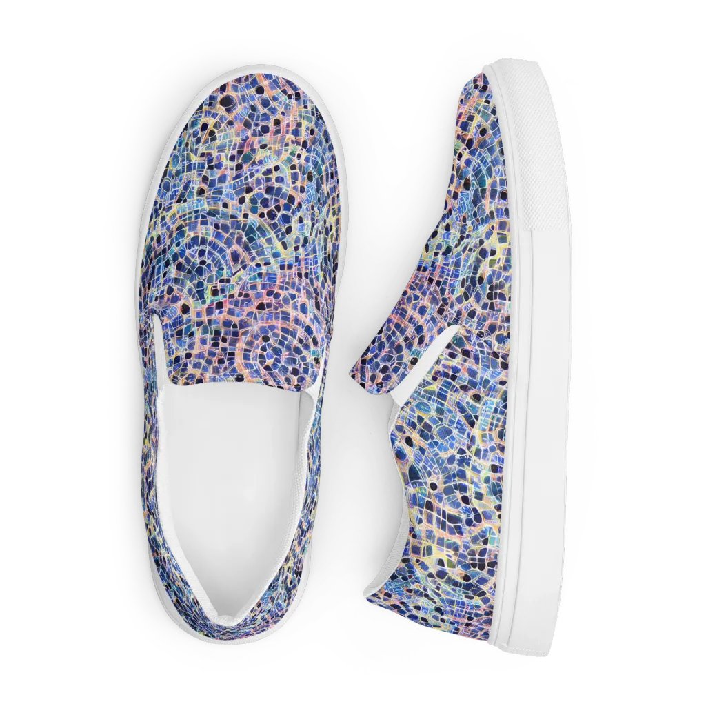 Indigo Interlock on Men's Slip-On Canvas Shoes — Front