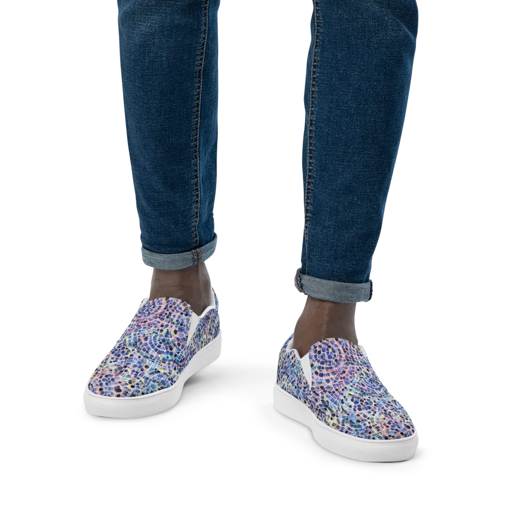 Indigo Interlock on Men's Slip-On Canvas Shoes — Front