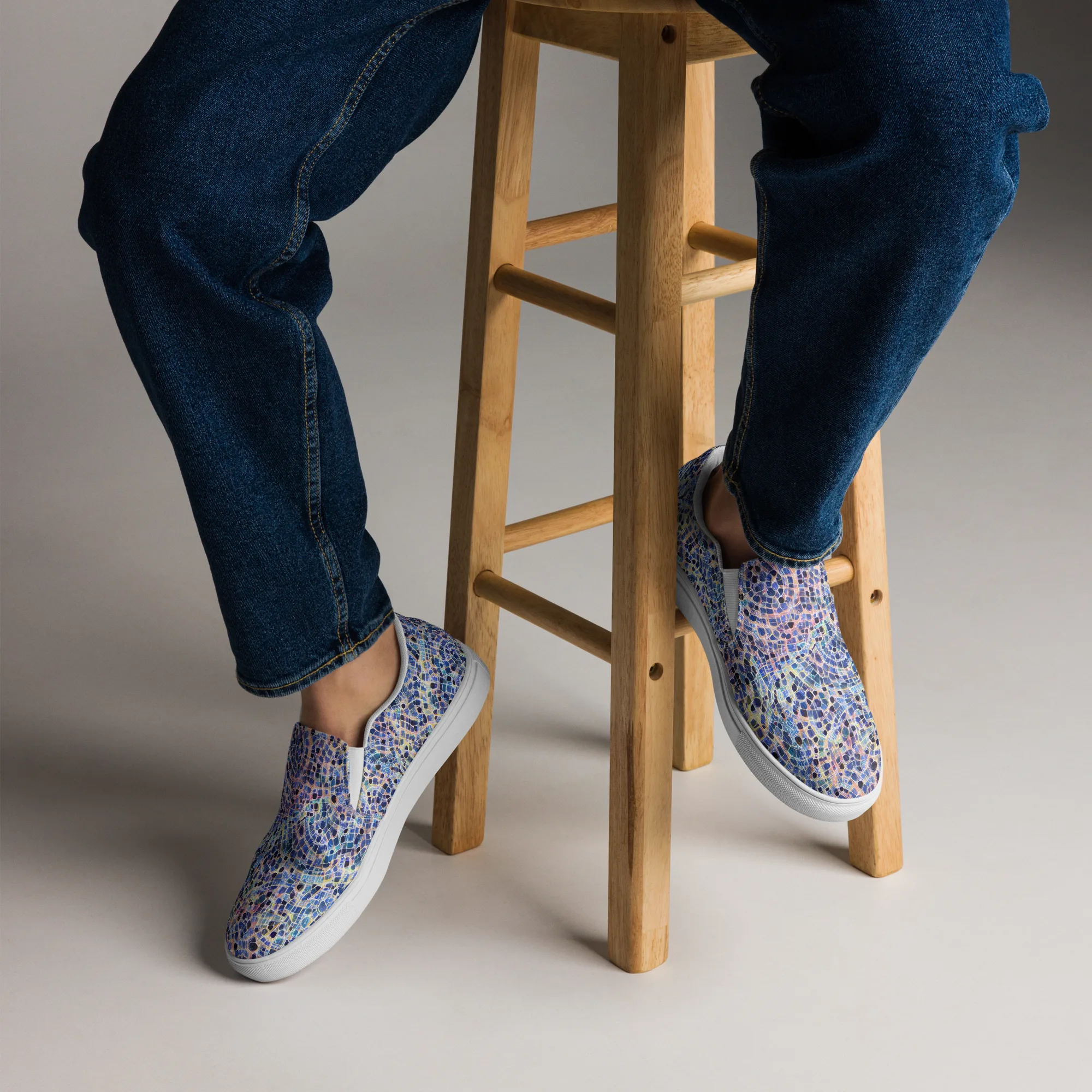 Indigo Interlock on Men's Slip-On Canvas Shoes — Front