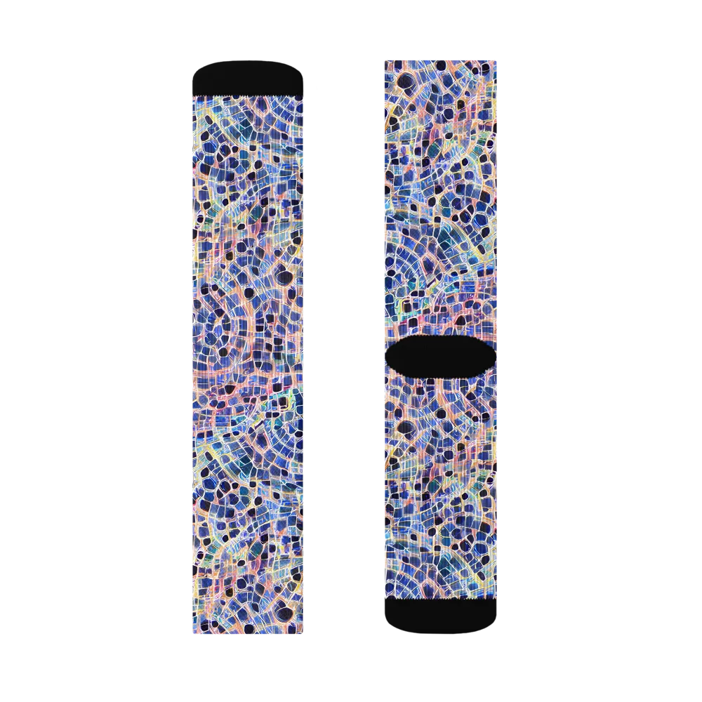 Indigo Interlock on Socks — Left Sock