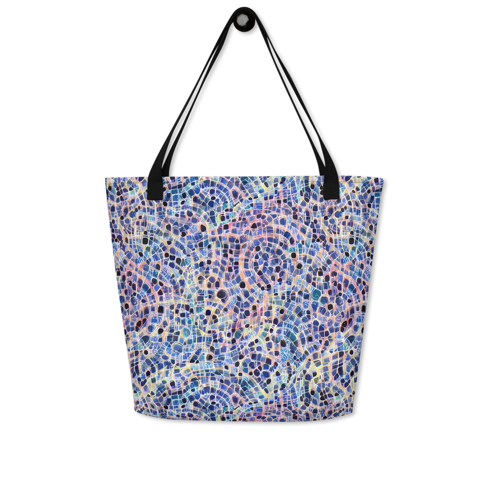 Indigo Interlock on Large Tote Bag W/ Pocket — Front