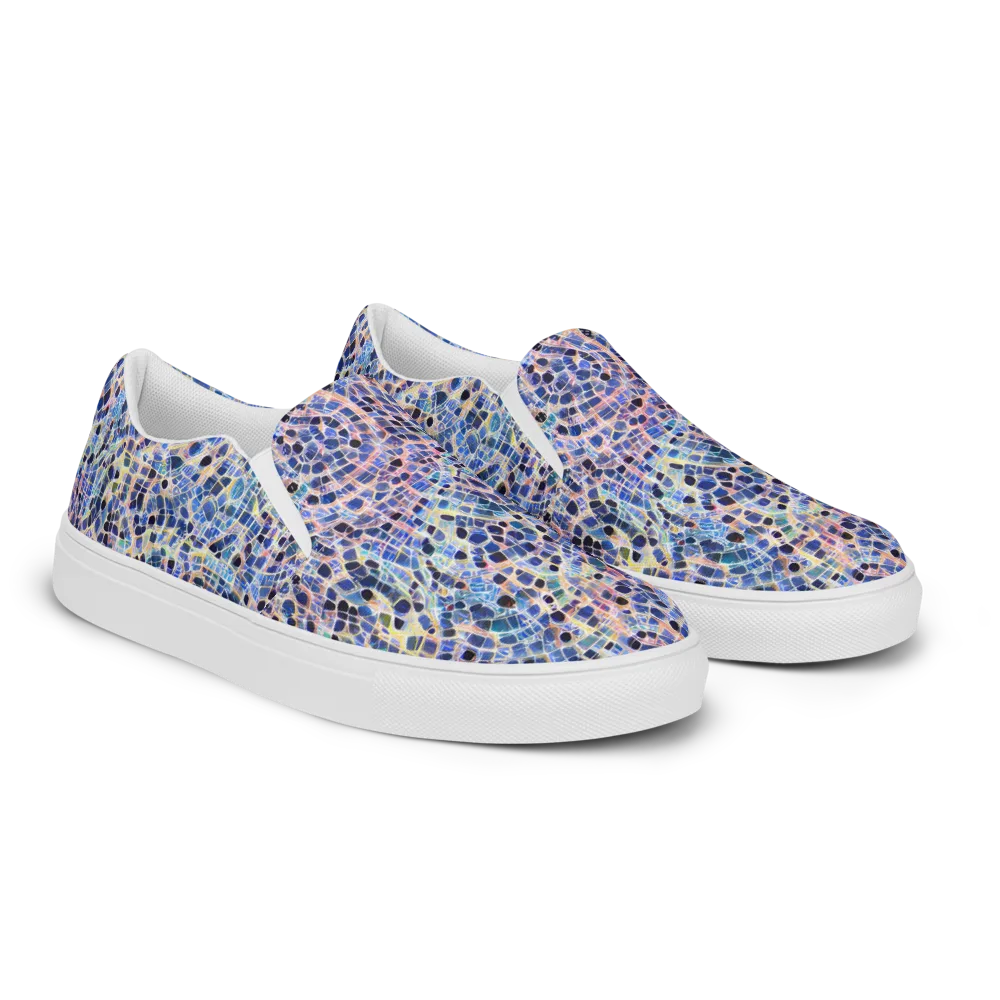 Indigo Interlock on Women's Slip-On Canvas Shoes — Right Front