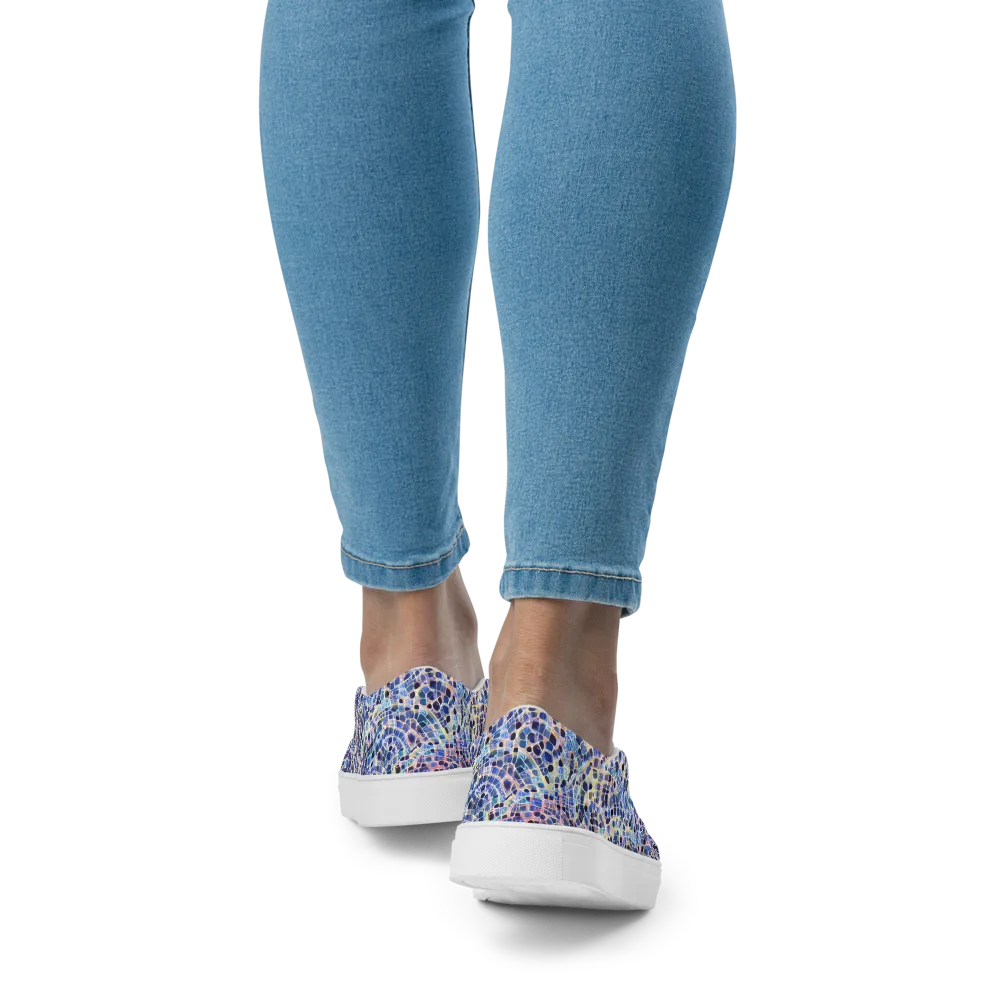 Indigo Interlock on Women's Slip-On Canvas Shoes — Back
