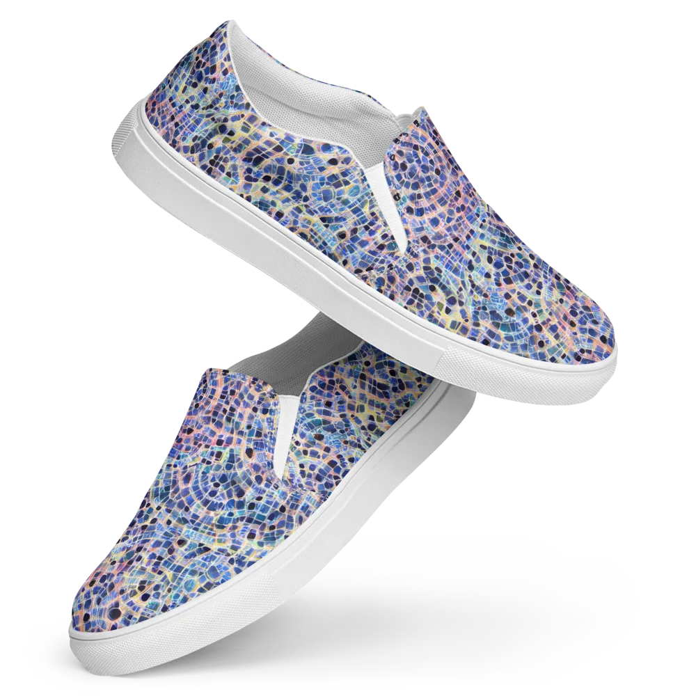 Indigo Interlock on Women's Slip-On Canvas Shoes — Front