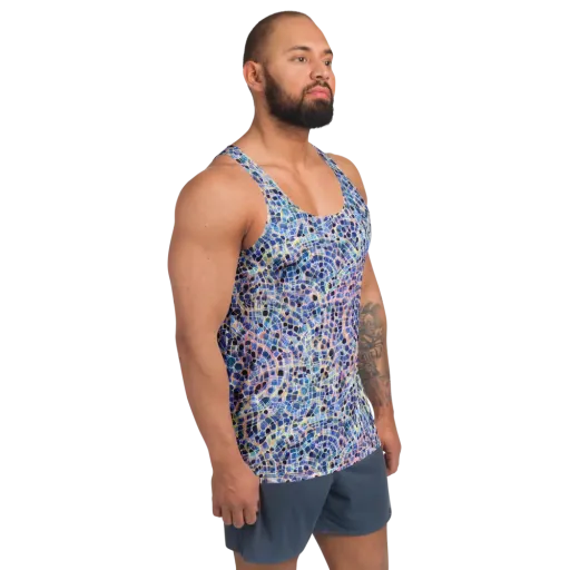 Indigo Interlock on a Men's Tank Top