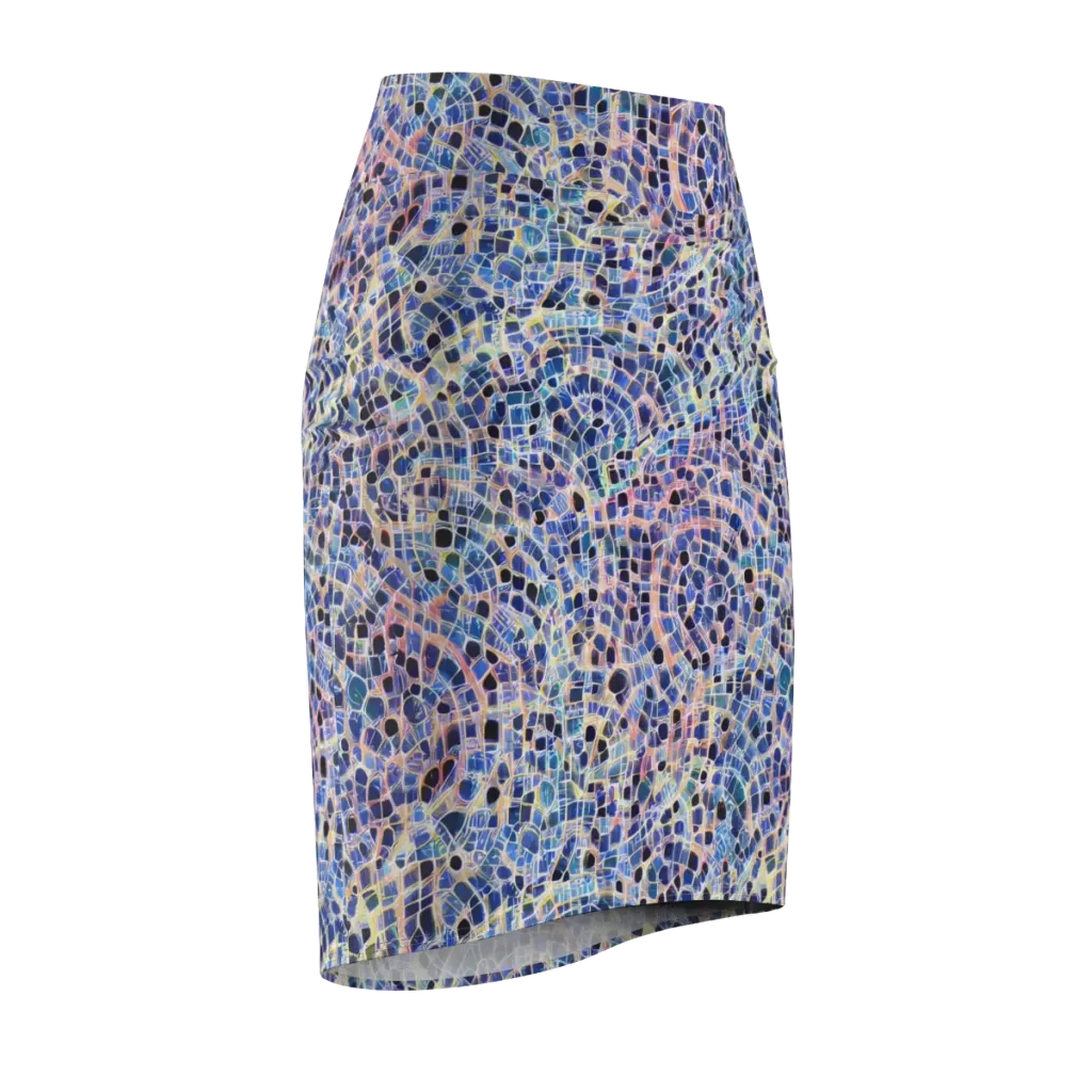 Indigo Interlock on Pencil Skirt — Front Side