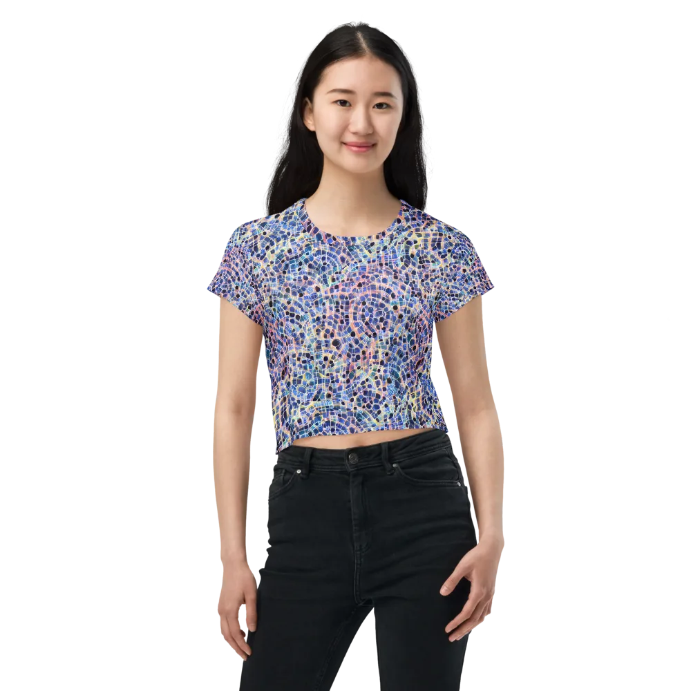 Indigo Interlock on Crop Tee — Front
