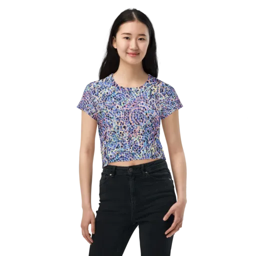 Indigo Interlock on a Crop Tee