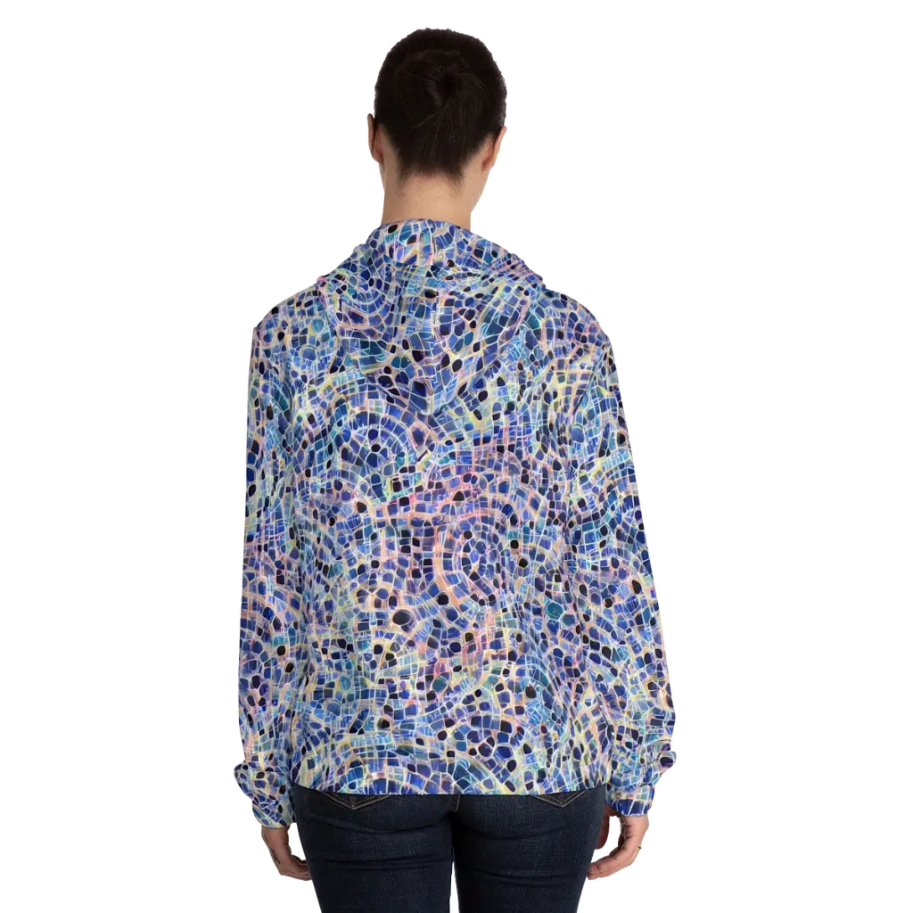 Indigo Interlock on Women's Full-Zip Hoodie — Back On Person