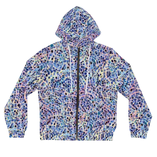 Indigo Interlock on a Women's Full-Zip Hoodie