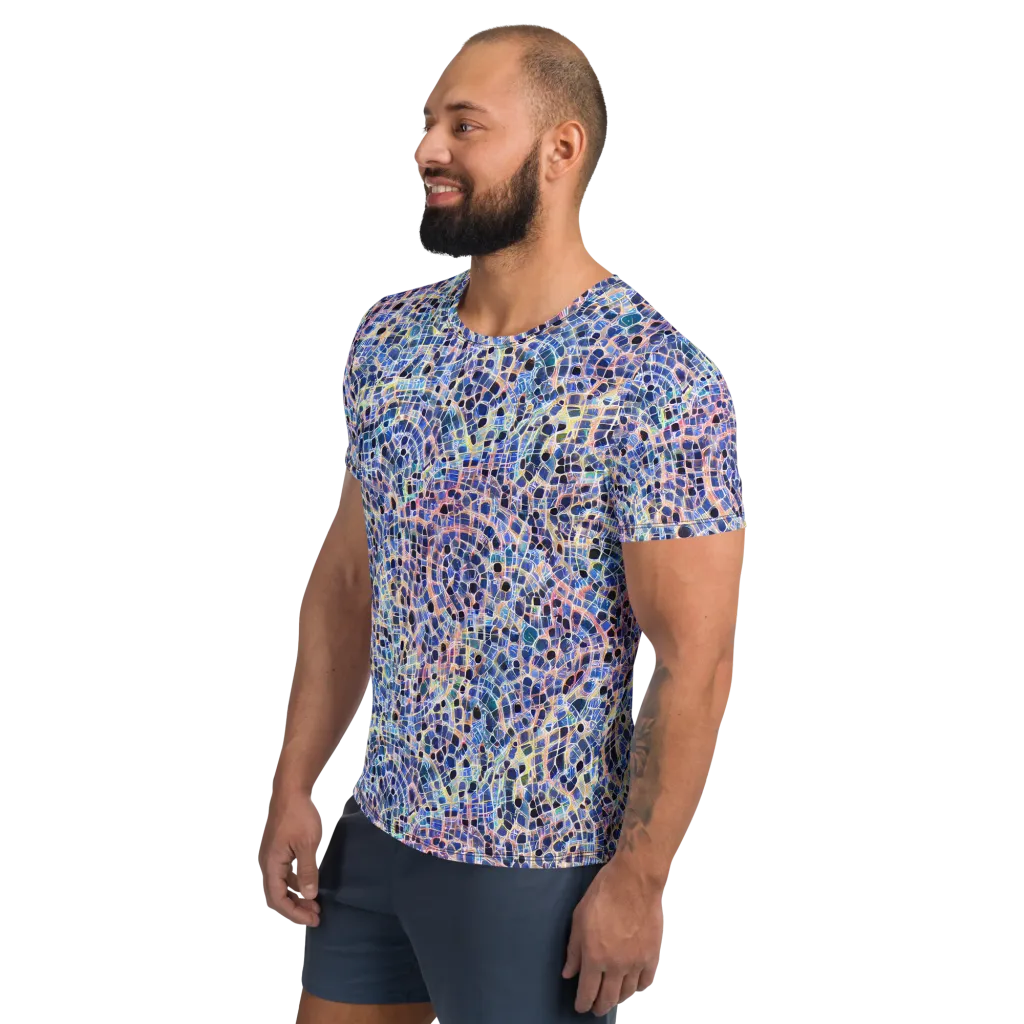 Indigo Interlock on Men's Athletic T-Shirt — Left
