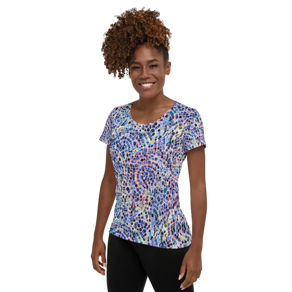 Indigo Interlock on Women's Athletic T-Shirt — Left