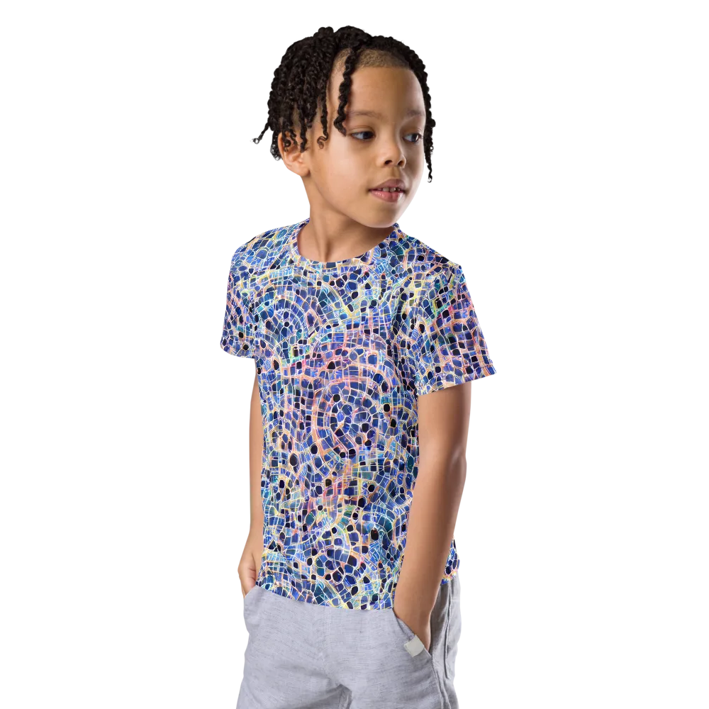 Indigo Interlock on Kids Crew Neck T-Shirt — Left Front