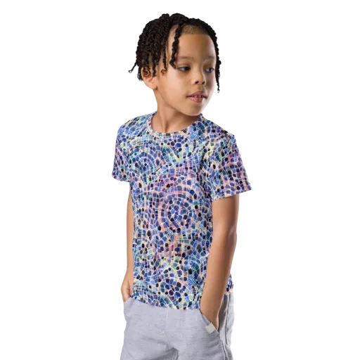 Indigo Interlock on a Kids Crew Neck T-Shirt