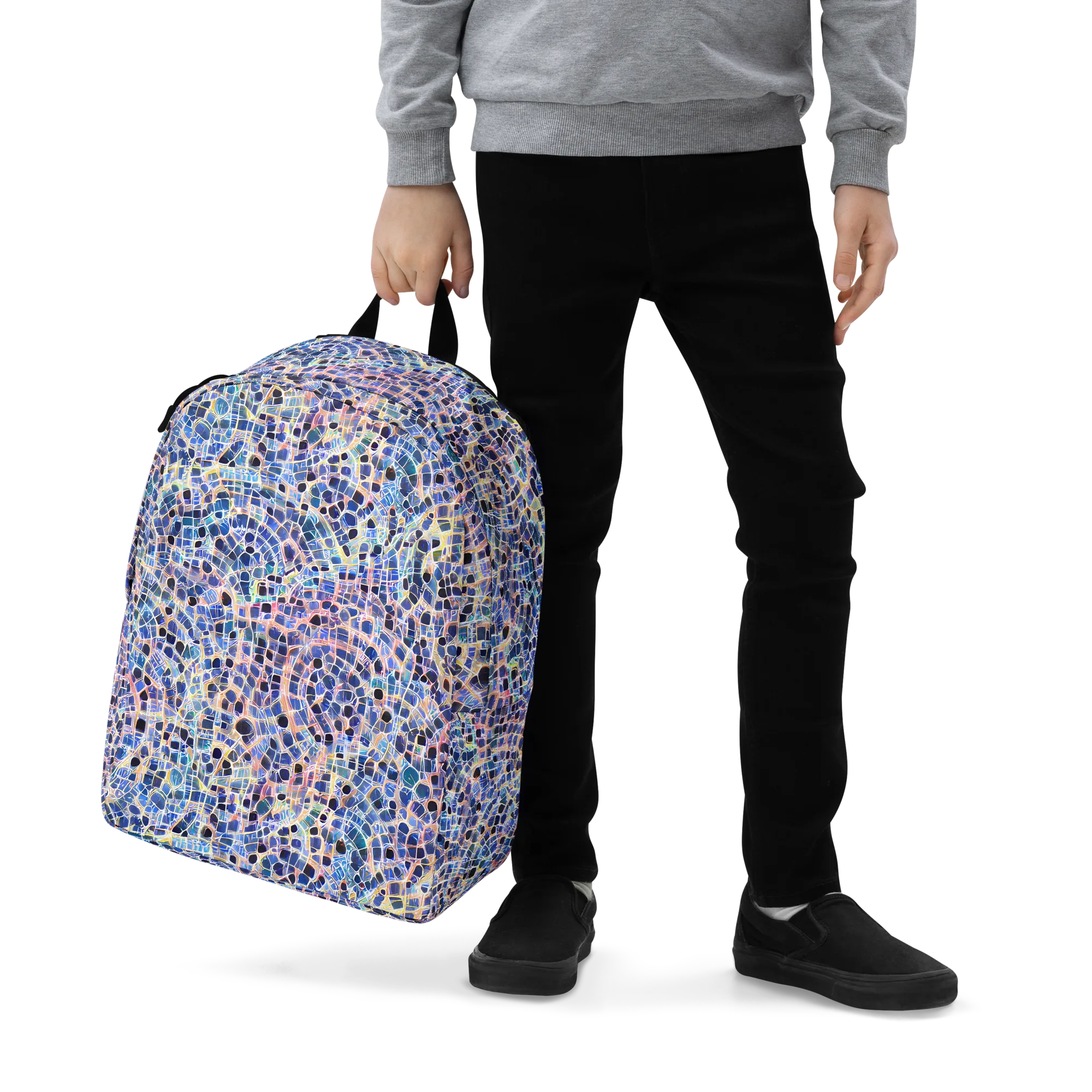 Indigo Interlock on Minimalist Backpack — Zoomed-in