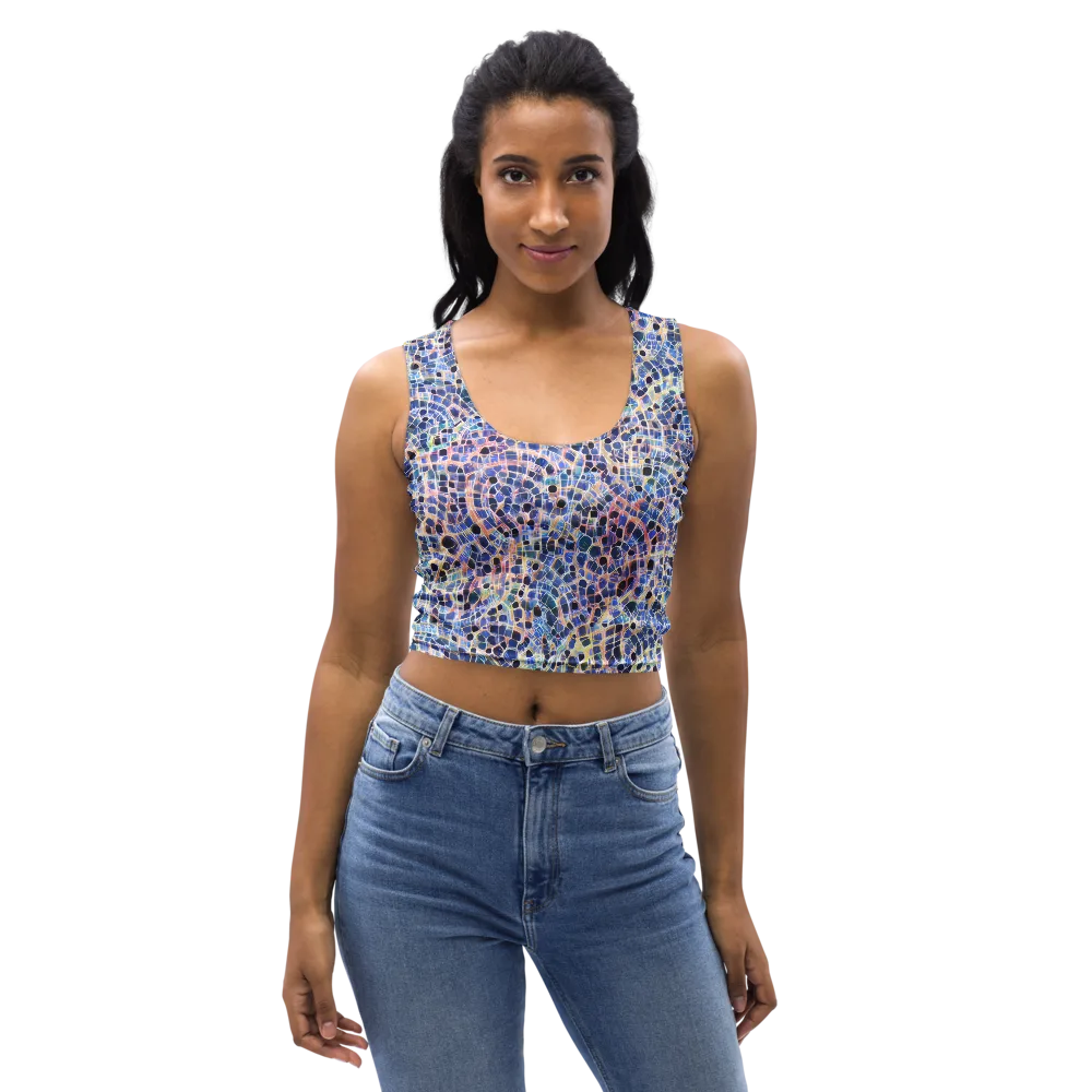 Indigo Interlock on Crop Top — Front