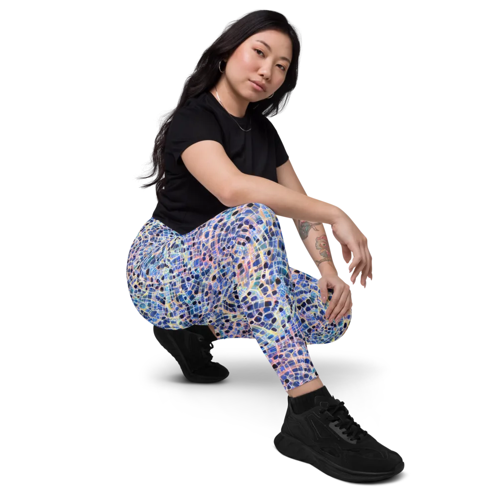 Indigo Interlock on Leggings with Pockets — Right Front