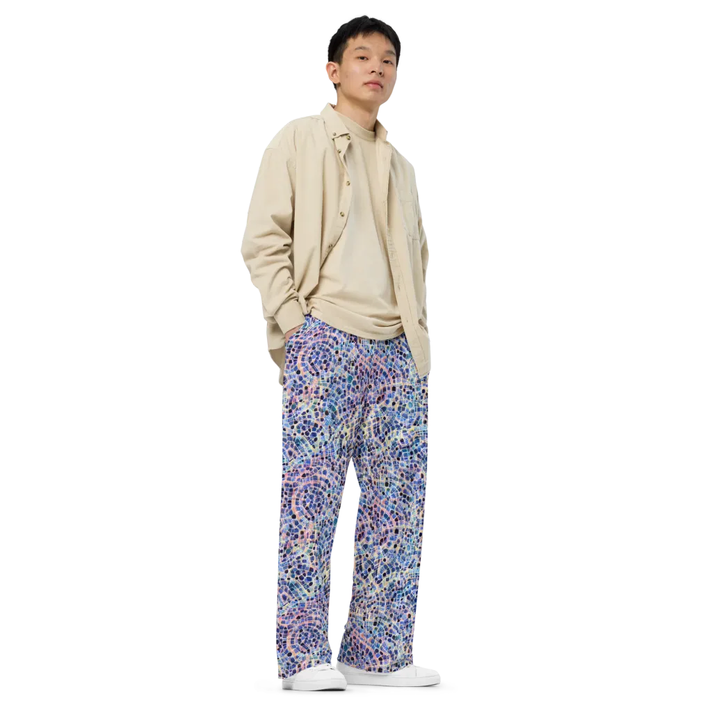 Indigo Interlock on Wide-Leg Pants — Right Front