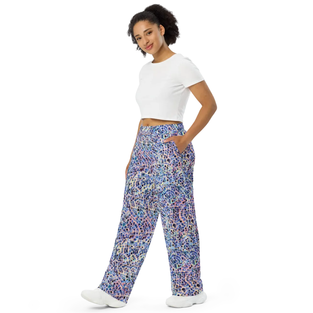 Indigo Interlock on Wide-Leg Pants — Left Front