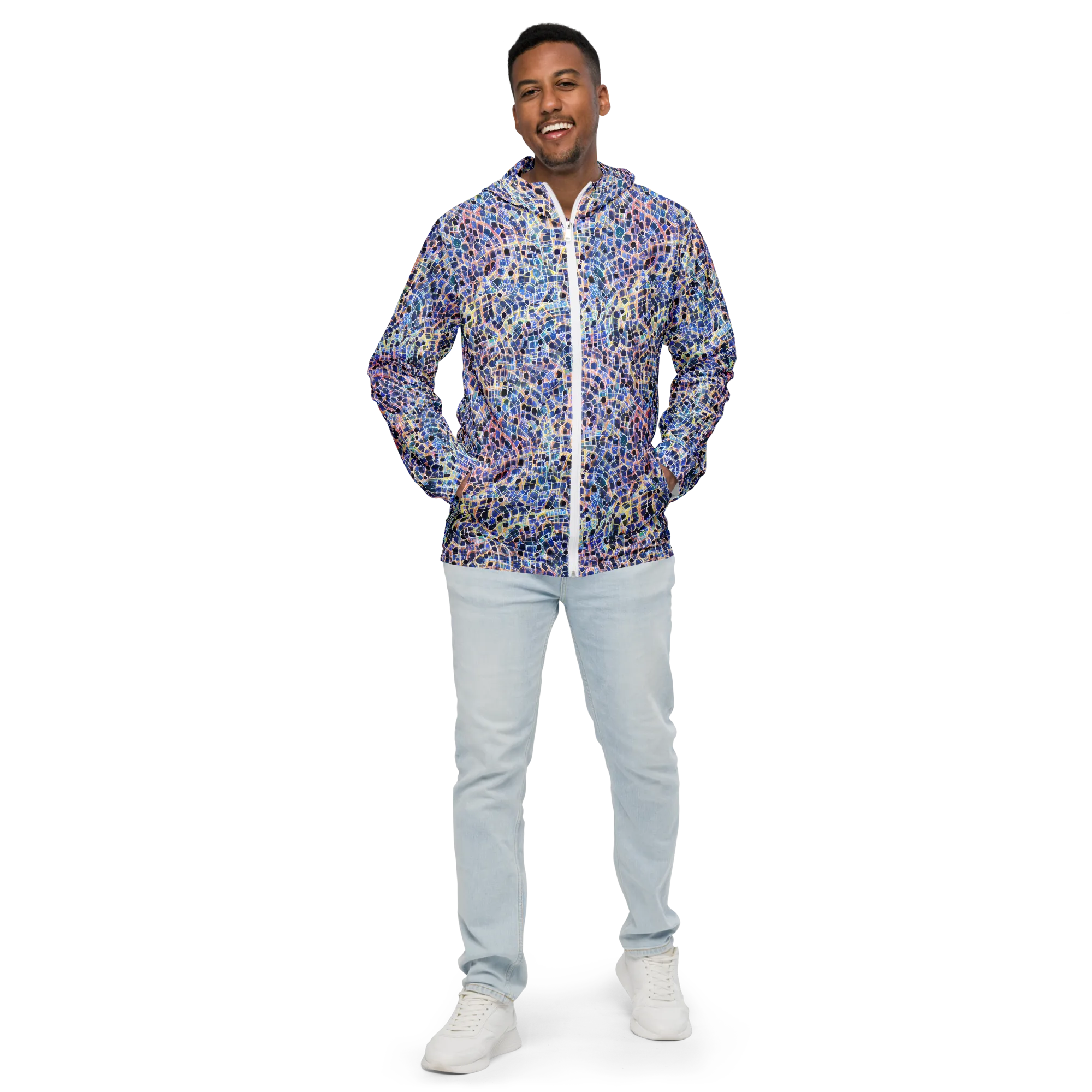 Indigo Interlock on Men's Windbreaker — Front