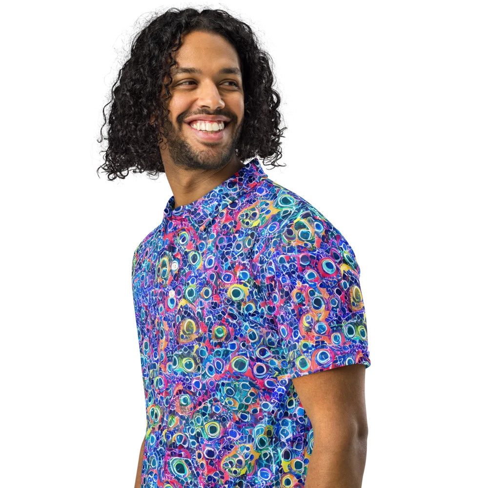 Liquid Confetti on Men's Slim Fit Polo Shirt — Left Front