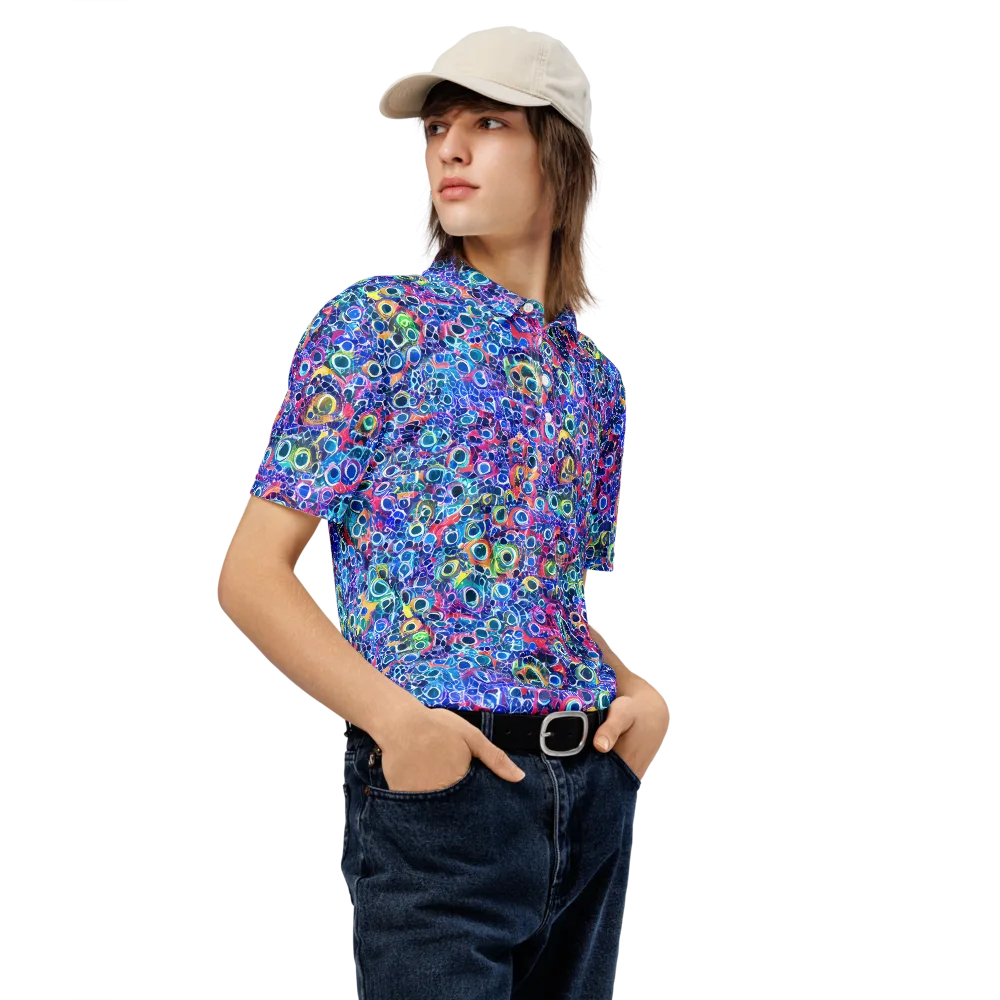 Liquid Confetti on Men's Slim Fit Polo Shirt — Right Front