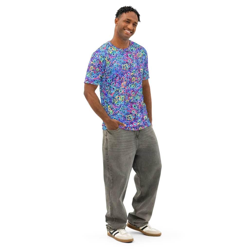 Liquid Confetti on Men's Cotton Crew Neck T-Shirt — Right Front