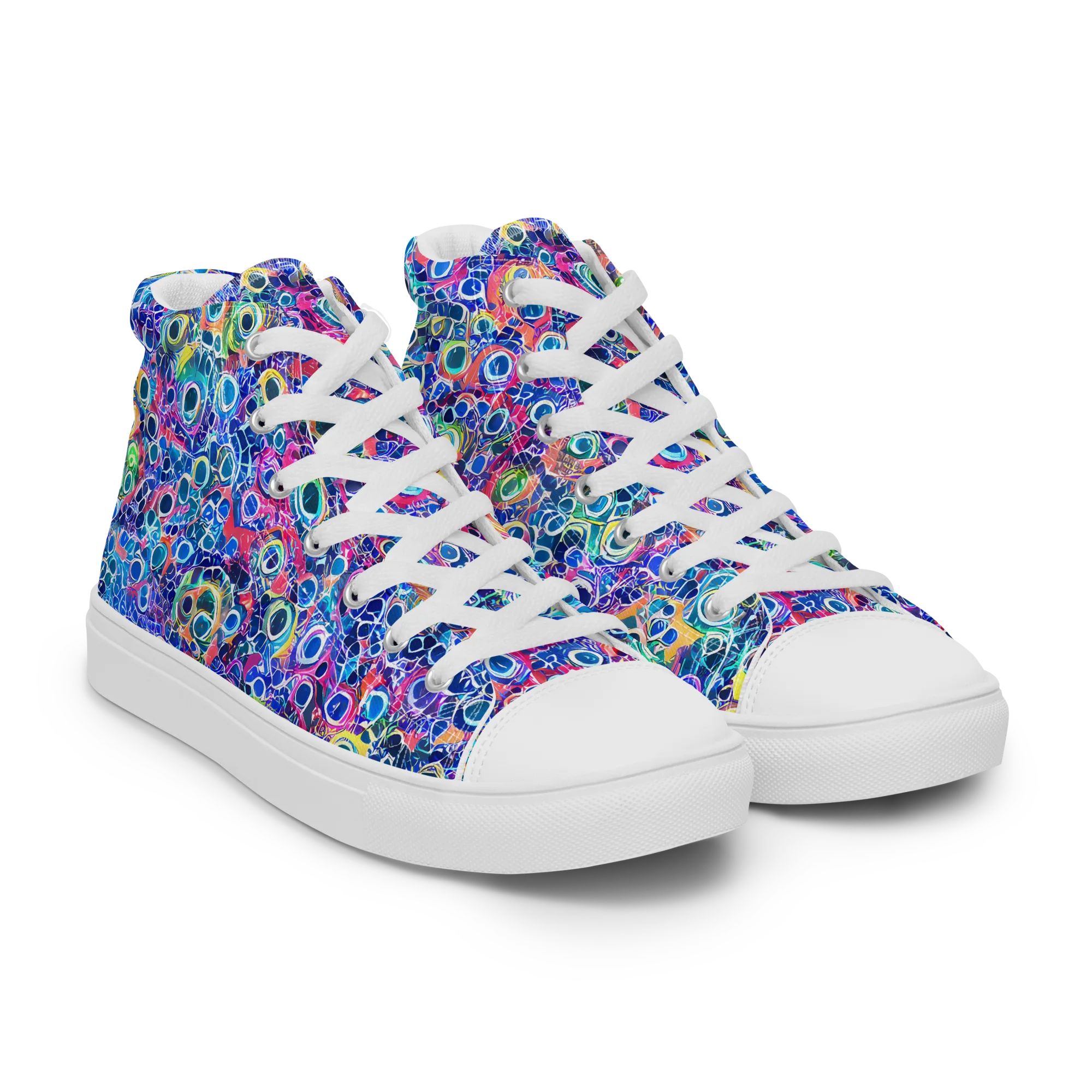 Liquid Confetti on Men's High Top Canvas Shoes — Right Front