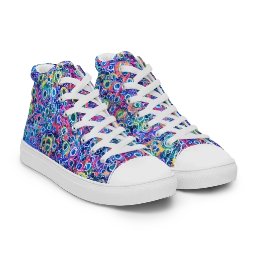 Liquid Confetti on a Men's High Top Canvas Shoes
