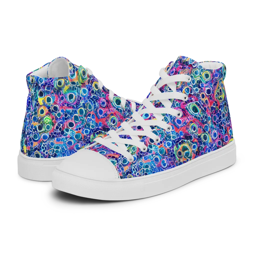 Liquid Confetti on Men's High Top Canvas Shoes — Left