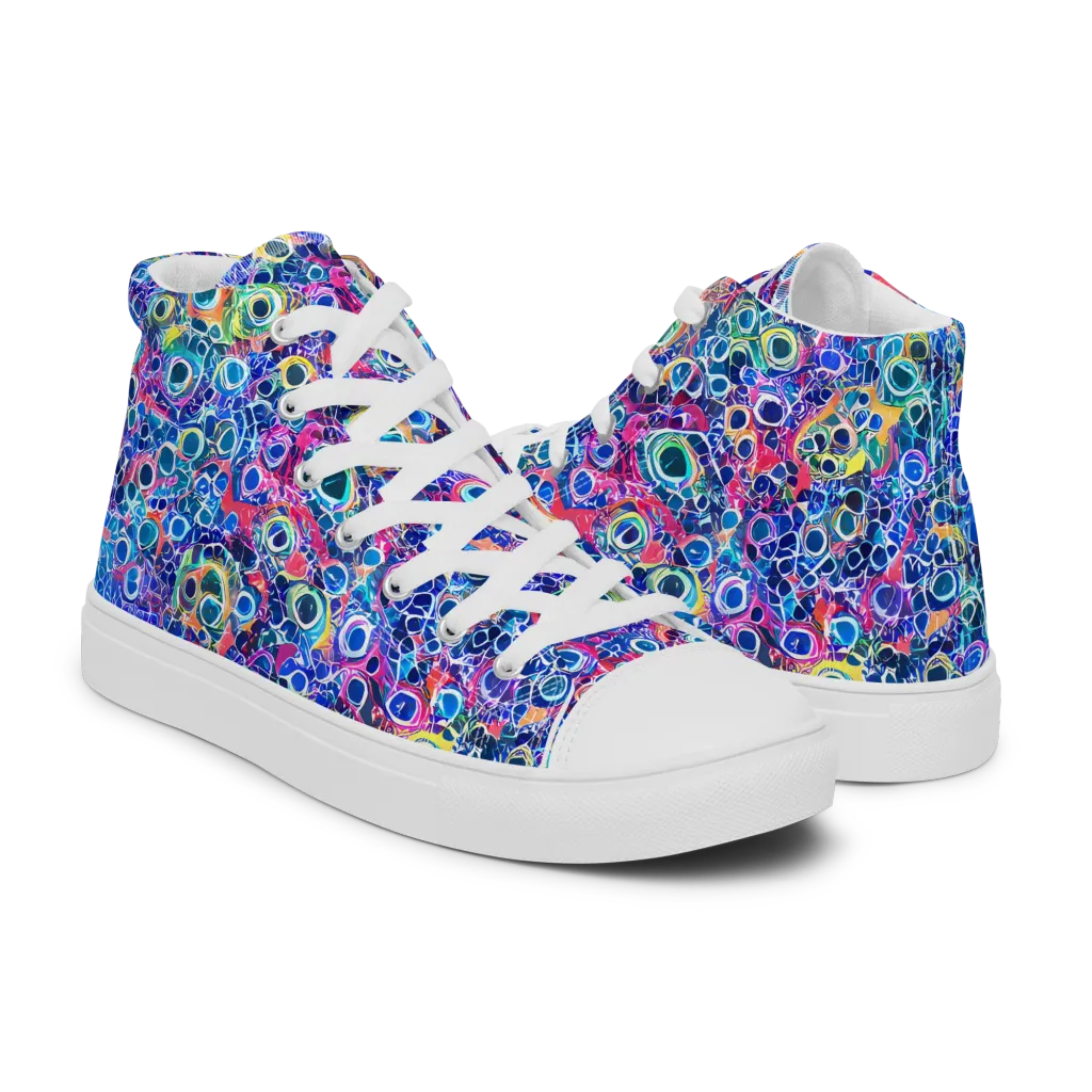 Liquid Confetti on Men's High Top Canvas Shoes — Right