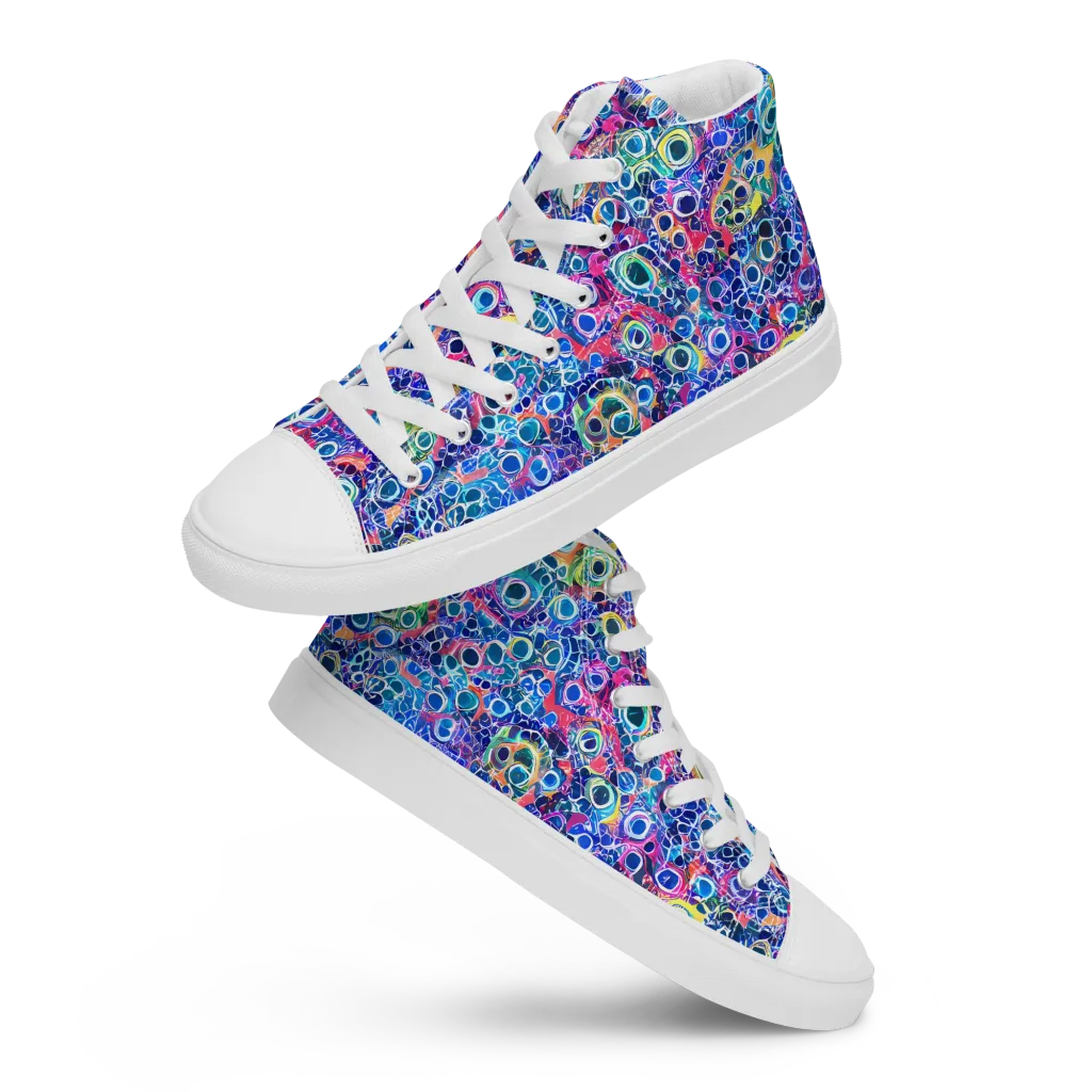Liquid Confetti on Men's High Top Canvas Shoes — Front