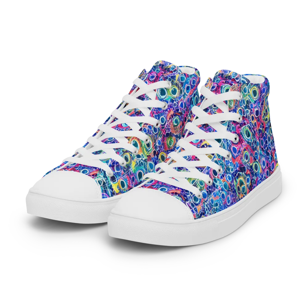 Liquid Confetti on Women's High Top Canvas Shoes — Left Front