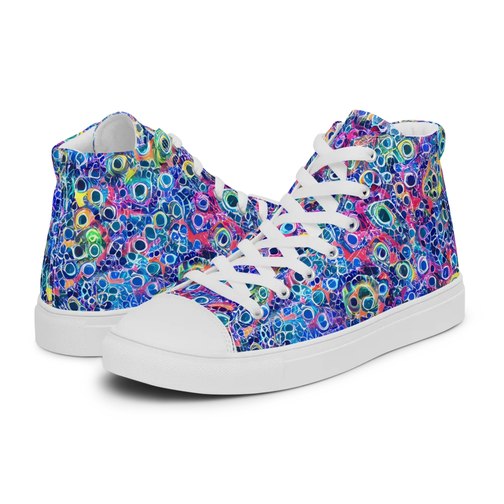 Liquid Confetti on Women's High Top Canvas Shoes — Left