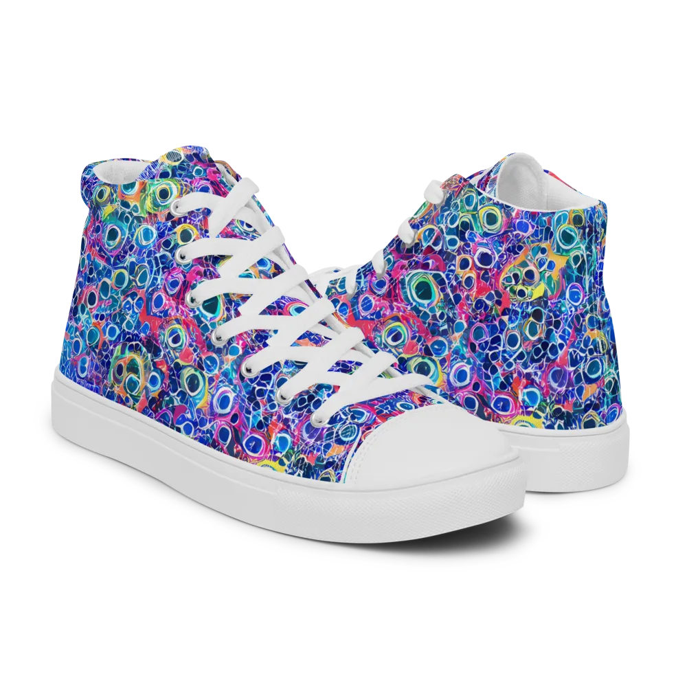 Liquid Confetti on Women's High Top Canvas Shoes — Right