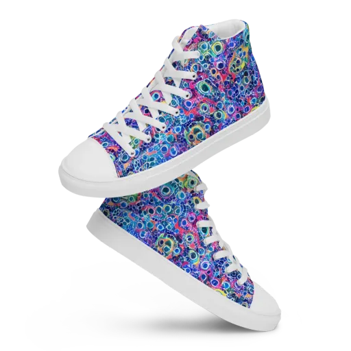 Liquid Confetti on a Women's High Top Canvas Shoes