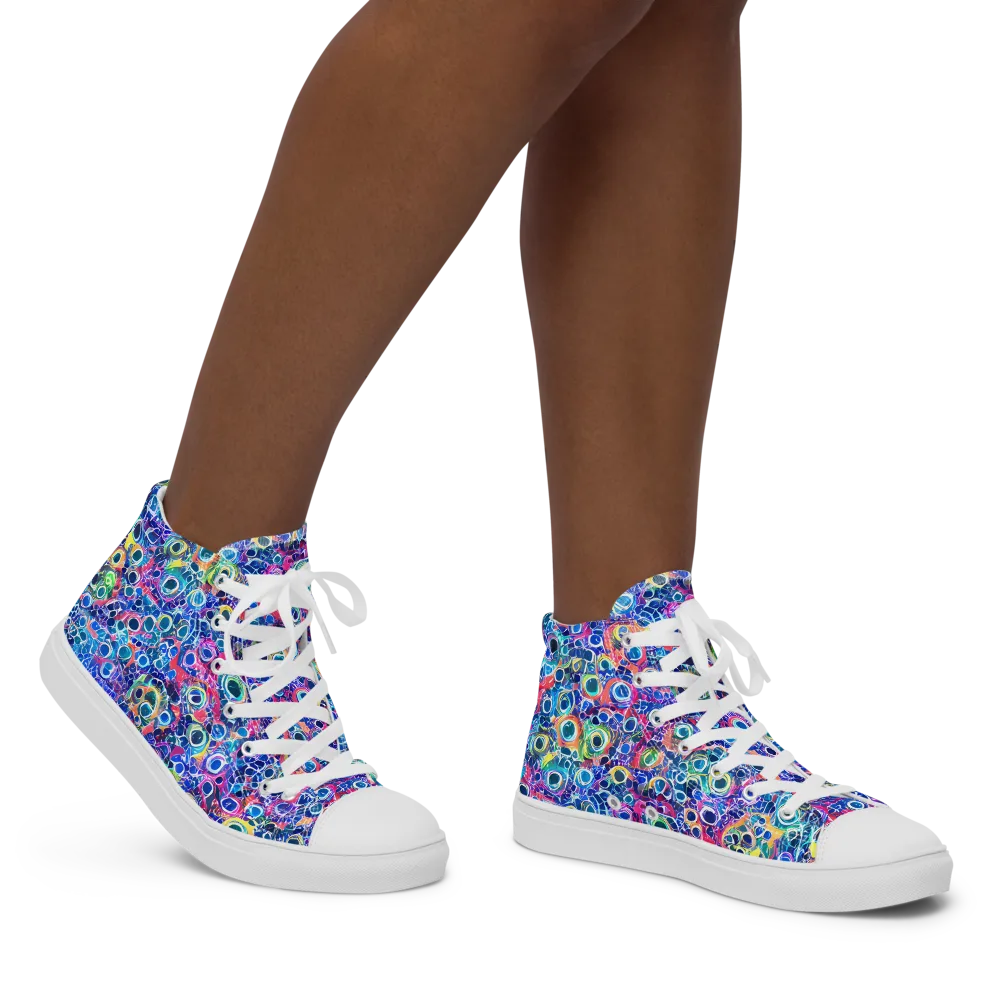 Liquid Confetti on Women's High Top Canvas Shoes — Right
