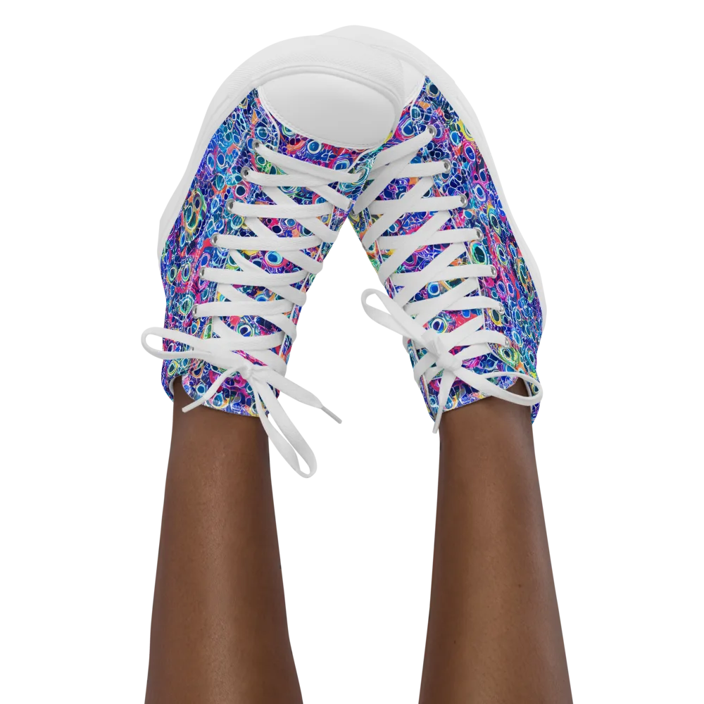 Liquid Confetti on Women's High Top Canvas Shoes — Front